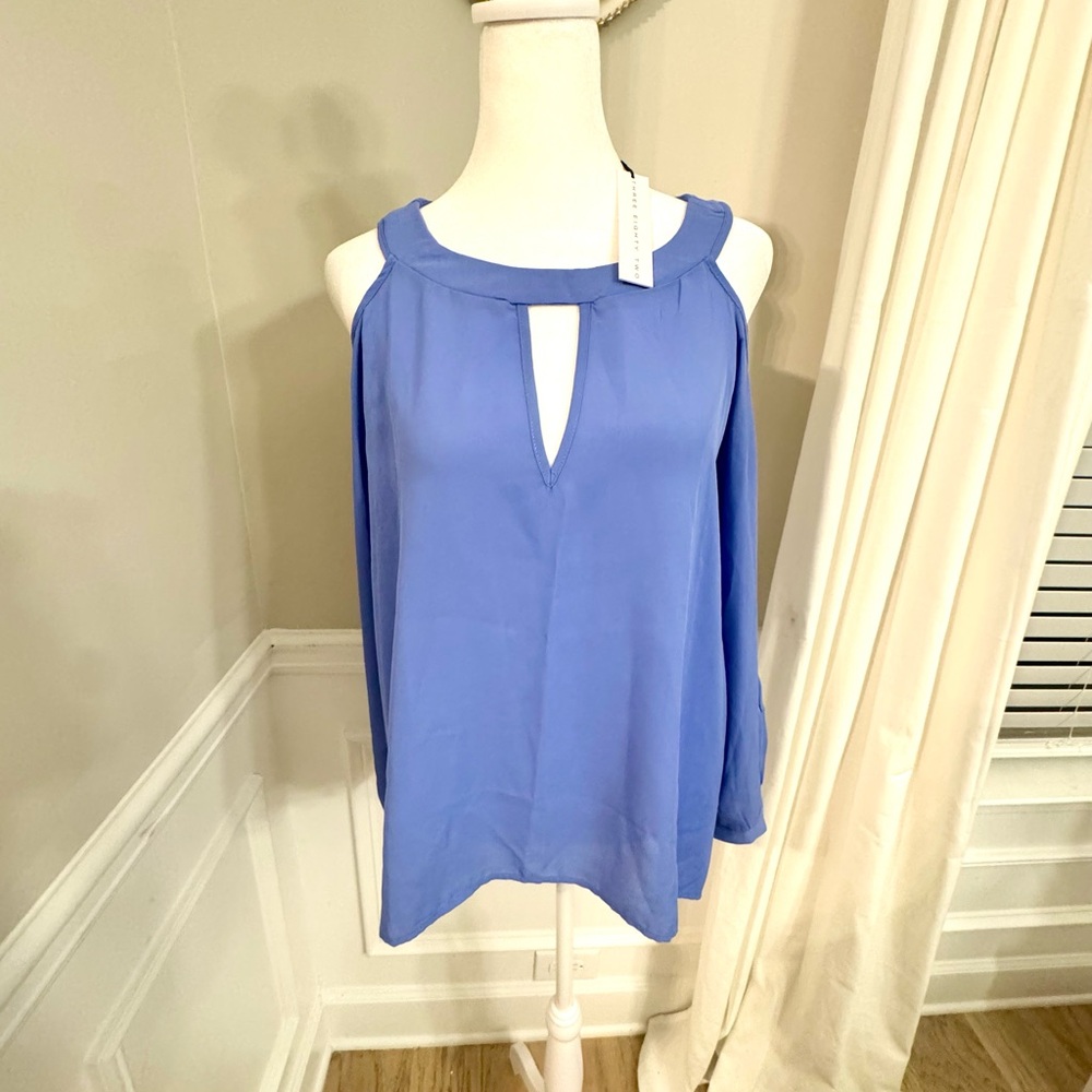 NWT three eighty two cold shoulder Blue Sleeveless Top Elegant Blue Women's Top